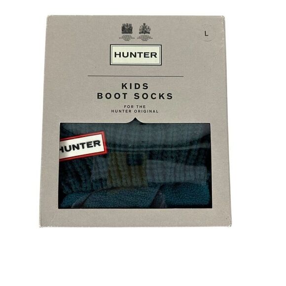 Hunter Kids Half Cardigan Boot Socks size Large Ocean - Picture 1 of 6